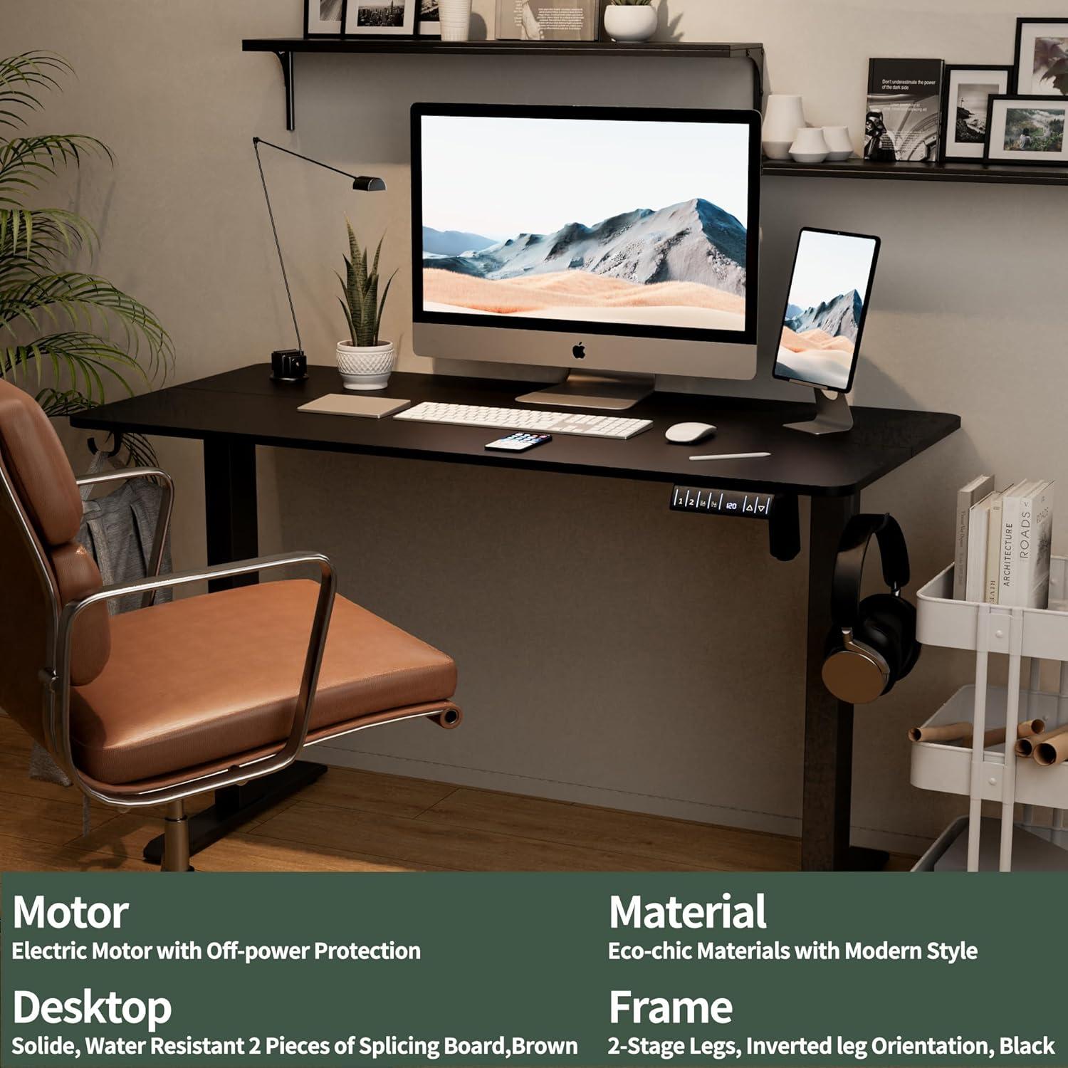 Elektrischer Schreibtisch Höhenverstellbar 100x60 cm Memory-Funktion Anti-Kollision Smart Panel