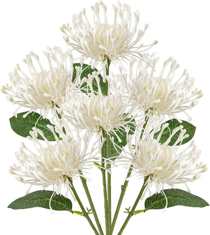 Künstliche Chrysantheme 6er Set Blumengesteck Weiß 30cm