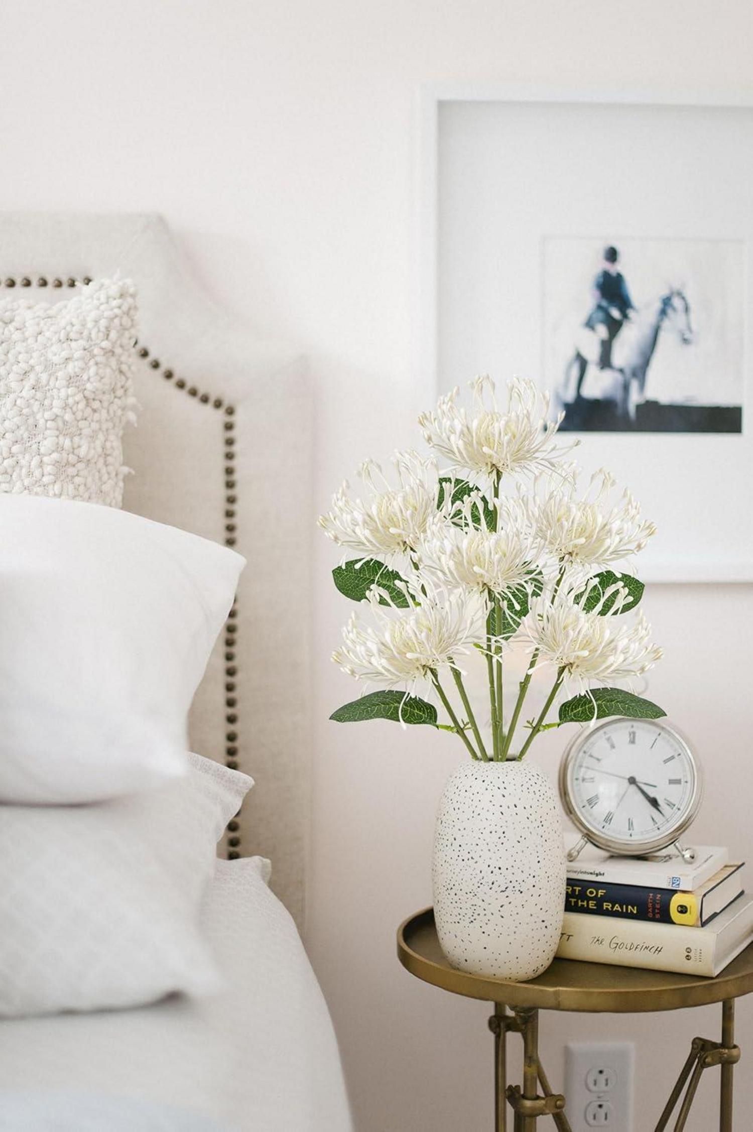 Künstliche Chrysantheme Blumengesteck Weiß 30cm 6 Stück