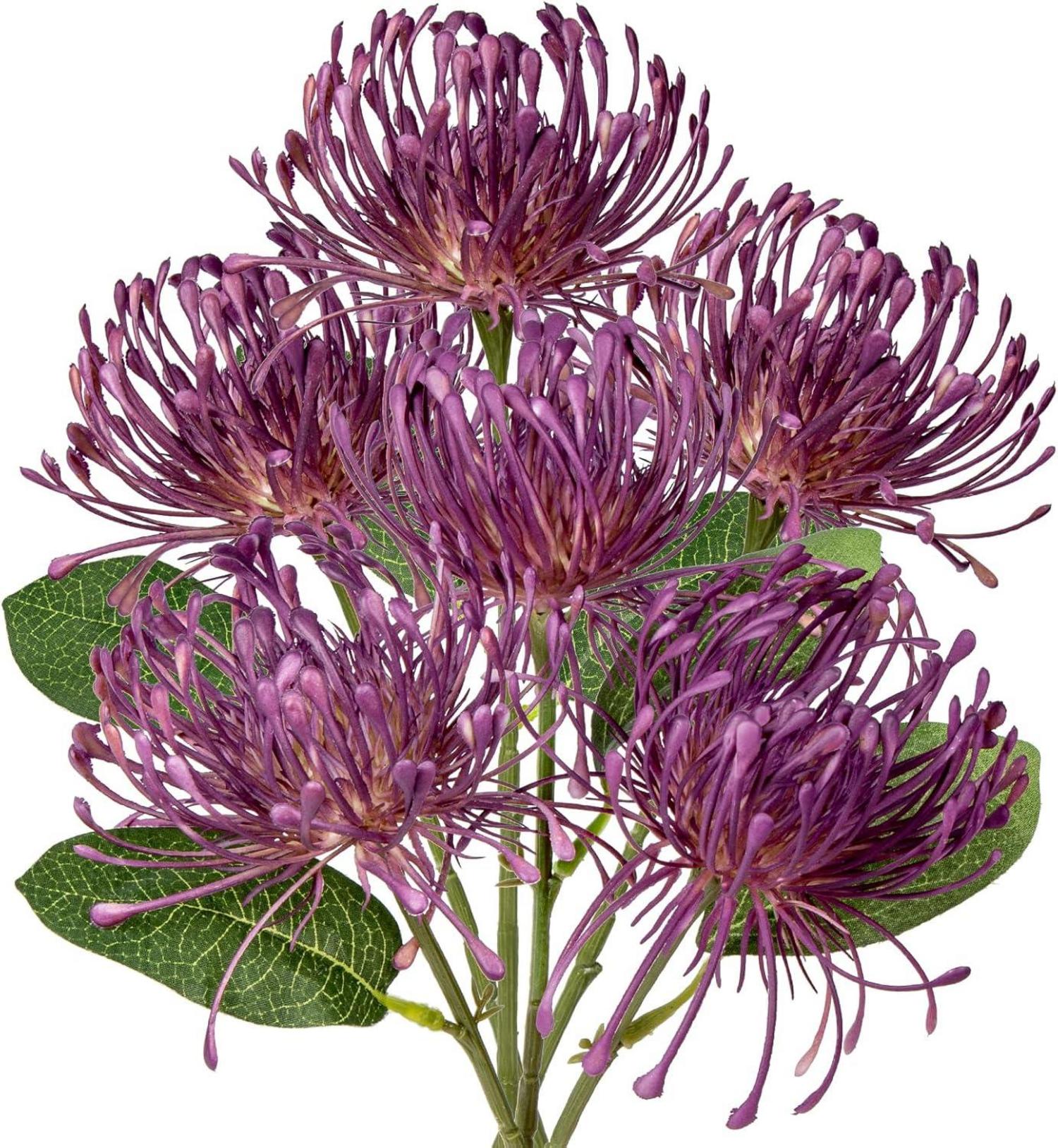 Kunstblumen Chrysantheme biegsam Stiel 6er Set Deko lila 30cm