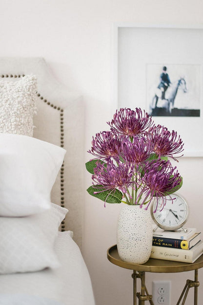 Kunstblumen Chrysantheme biegsam Stiel 6er Set Deko lila 30cm