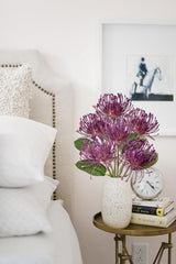 Kunstblumen Chrysantheme biegsam Stiel 6er Set Deko lila 30cm