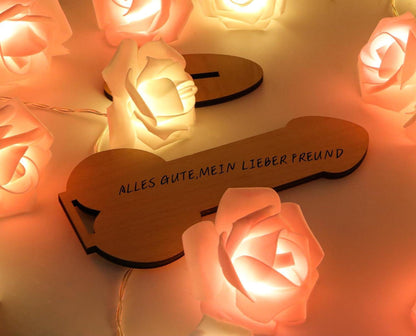 Holz Gästebuch Geburtstagsgeschenk personalisiert 20x10cm Beige