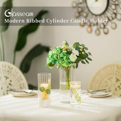 Windlicht Glas Set Kerzenhalter Stumpenkerzen Kerzenständer