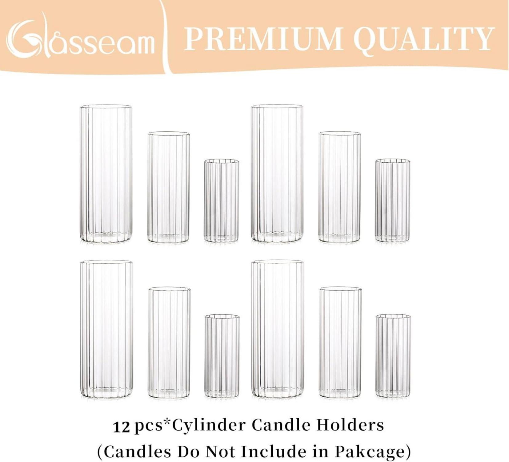 12er Glaszylinder Kerzenständer Set für Hochzeit Weihnachten