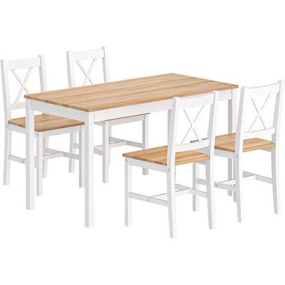 Moderner Esstisch Set mit 4 Holzstühlen