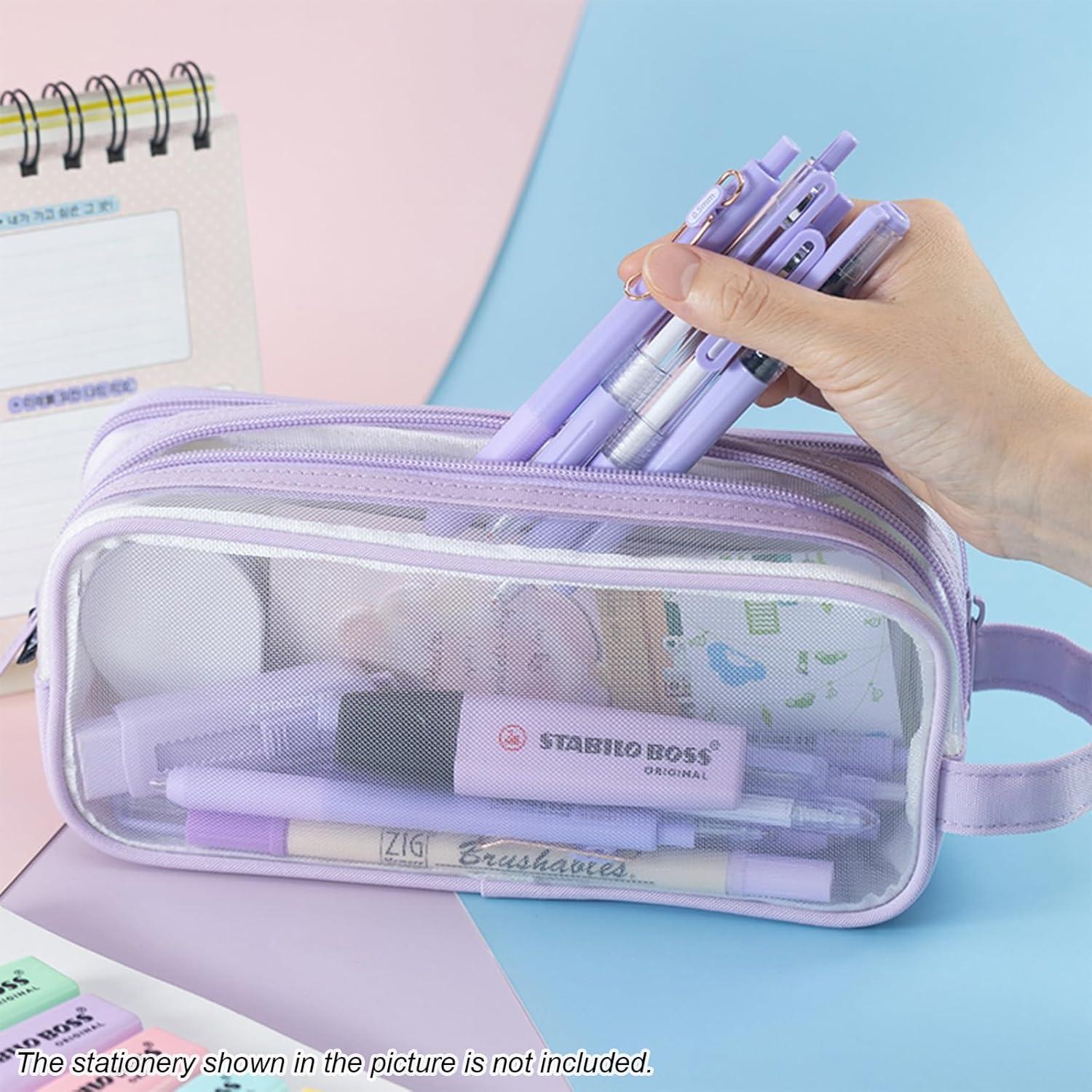 Durchsichtiges Federmäppchen groß transparent lila Jugendliche Mädchen