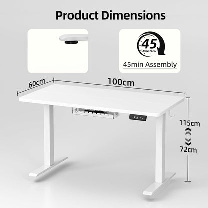 Elektrischer Schreibtisch Höhenverstellbar 100x60 cm Memory Funktion Anti-Kollisions