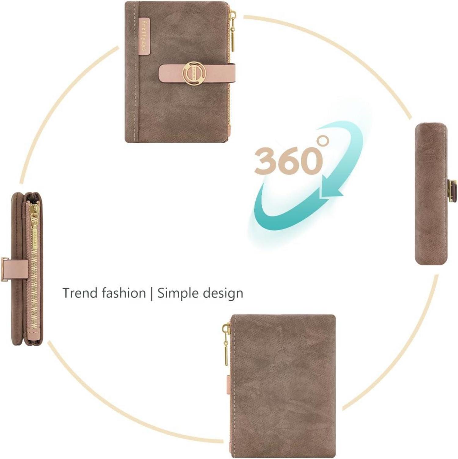 Damen Geldbörse Klein mit Zipper Münzfach, PU Leder Portemonnaie