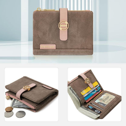 REETEE Damen Geldbörse Klein mit Mehreren Fächern PU Leder Portemonnaie Zipper