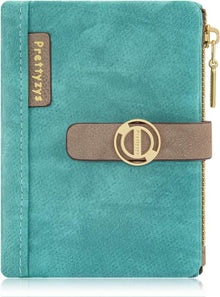 Damen Geldbörse Klein mit Mehreren Fächern, Zipper Münzfach, edles PU