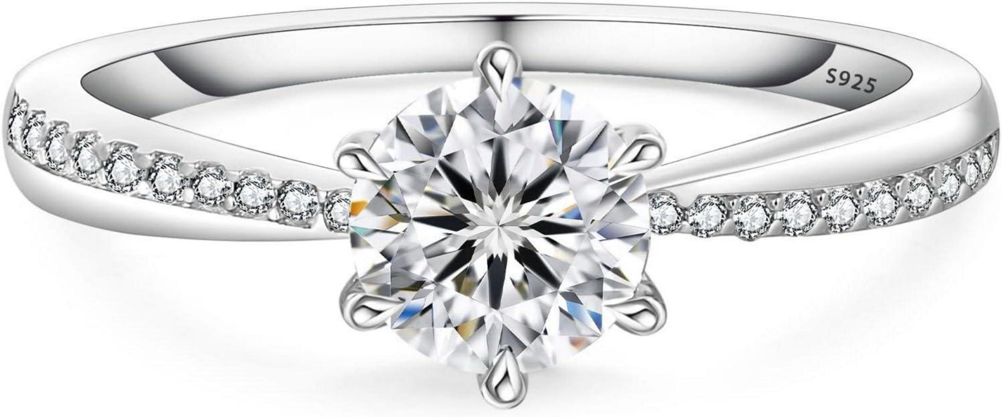Moissanite Verlobungsring Damen 1,0 Karat Diamant 925 Silber Weißgold
