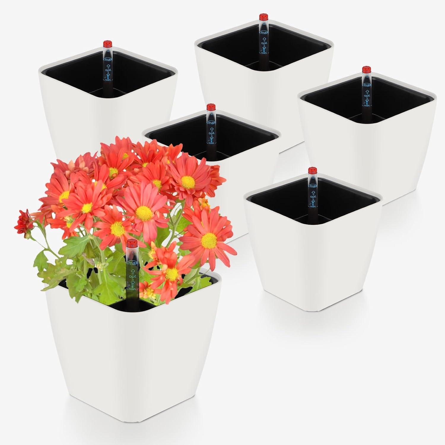 Selbstbewässernder Kräutertopf mit Wasserstandsanzeige 13,7 * 13,5 cm