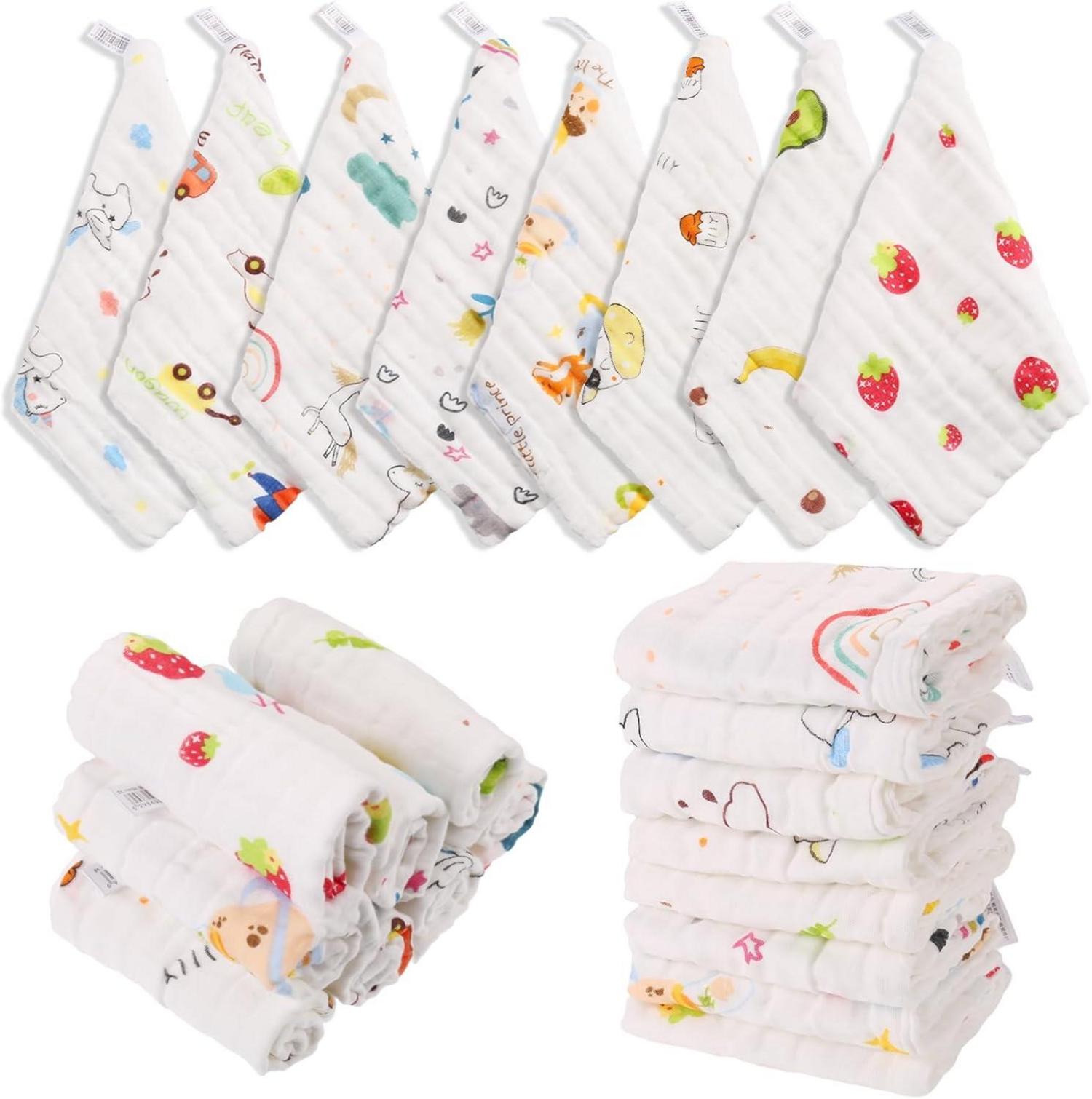 Baby Musselin Waschlappen 8er Set Geschenk Baby Party Handtücher