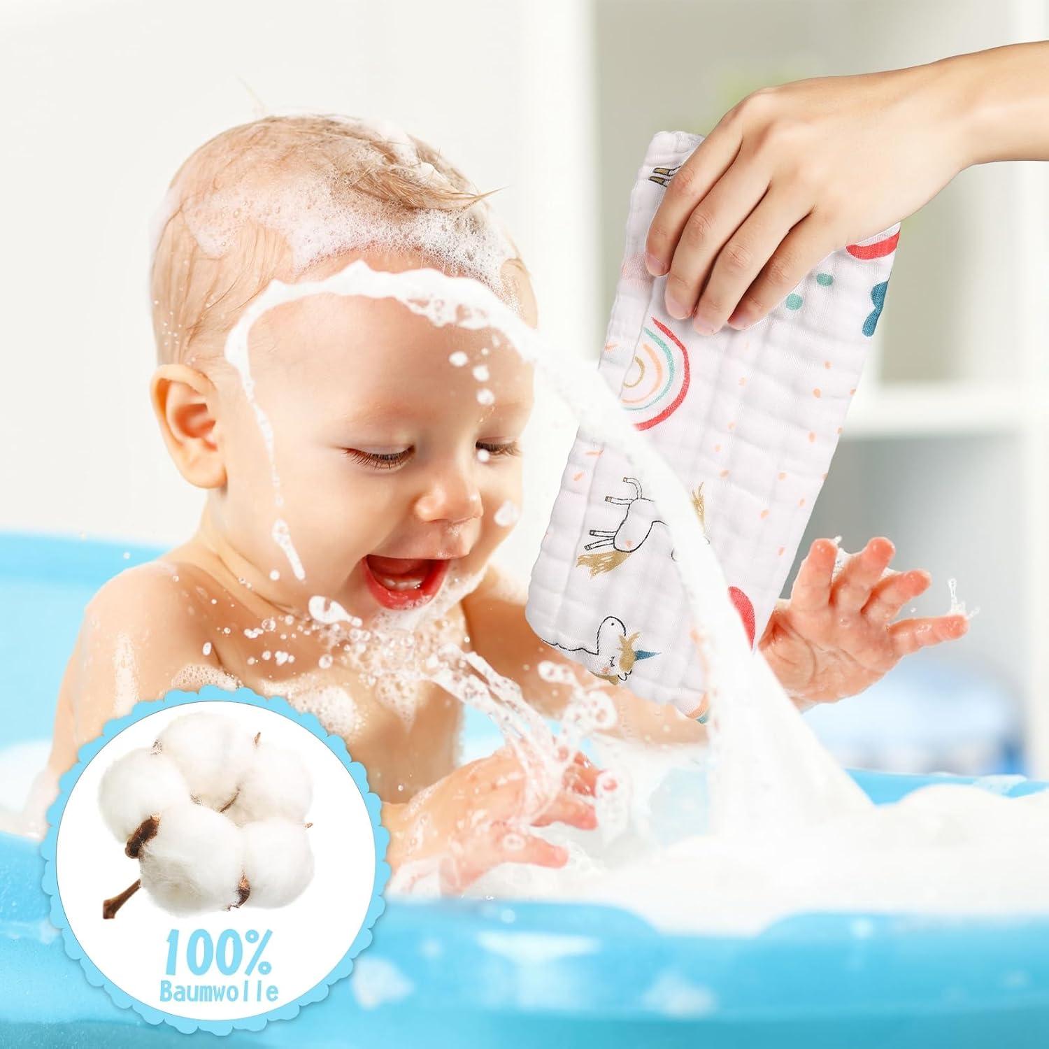 Baby Musselin Waschlappen 8er Set Geschenk Baby Party Handtücher
