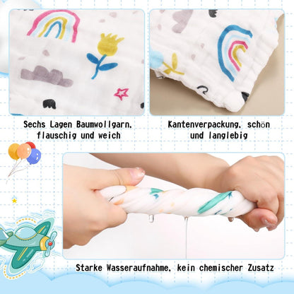 8er Pack Baby Musselin Waschlappen 100% Baumwolle 25x25cm für Mädchen Jungen