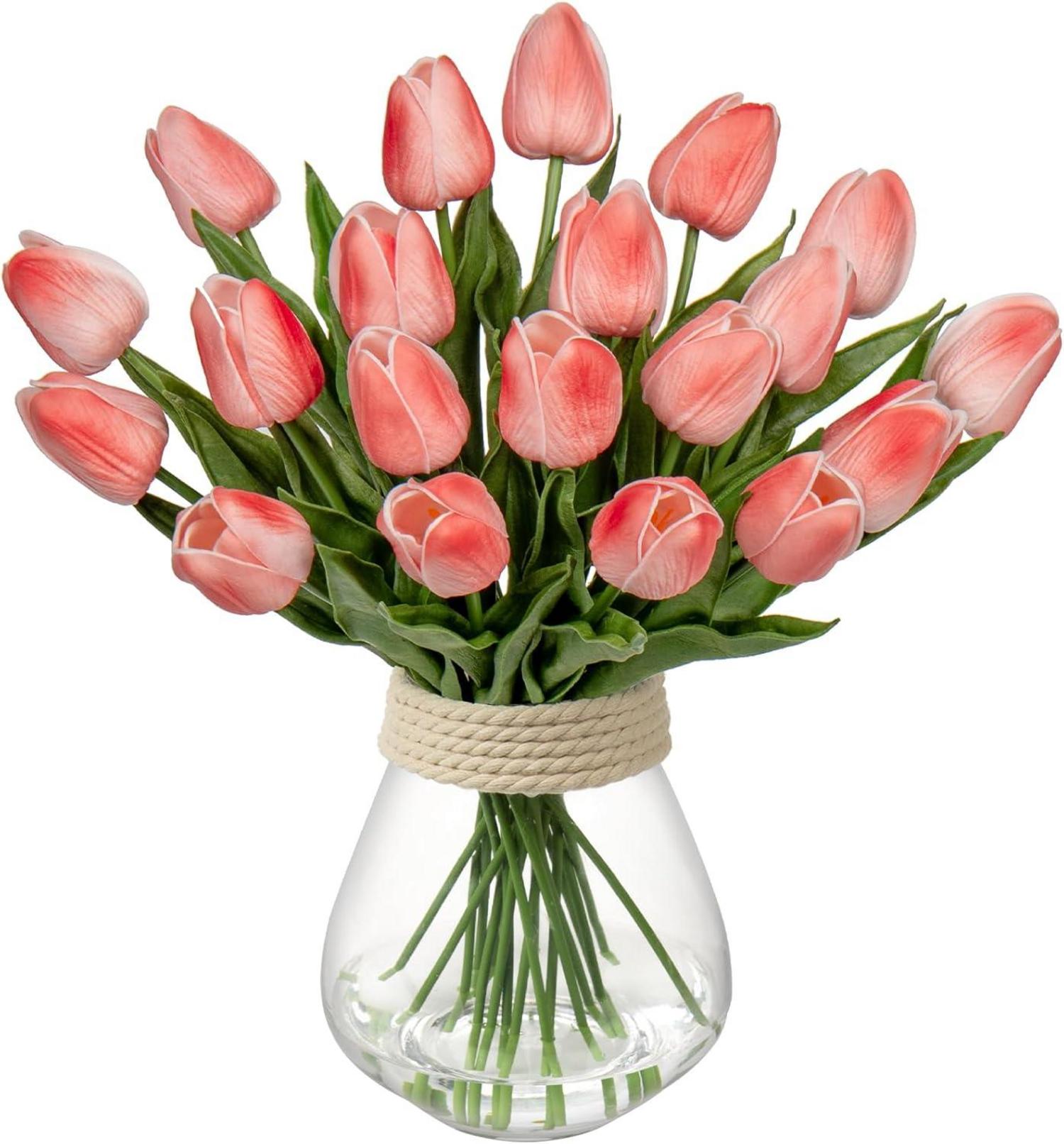 20er Set Künstliche Tulpen Real-Touch Latex Deko Blumen 34cm