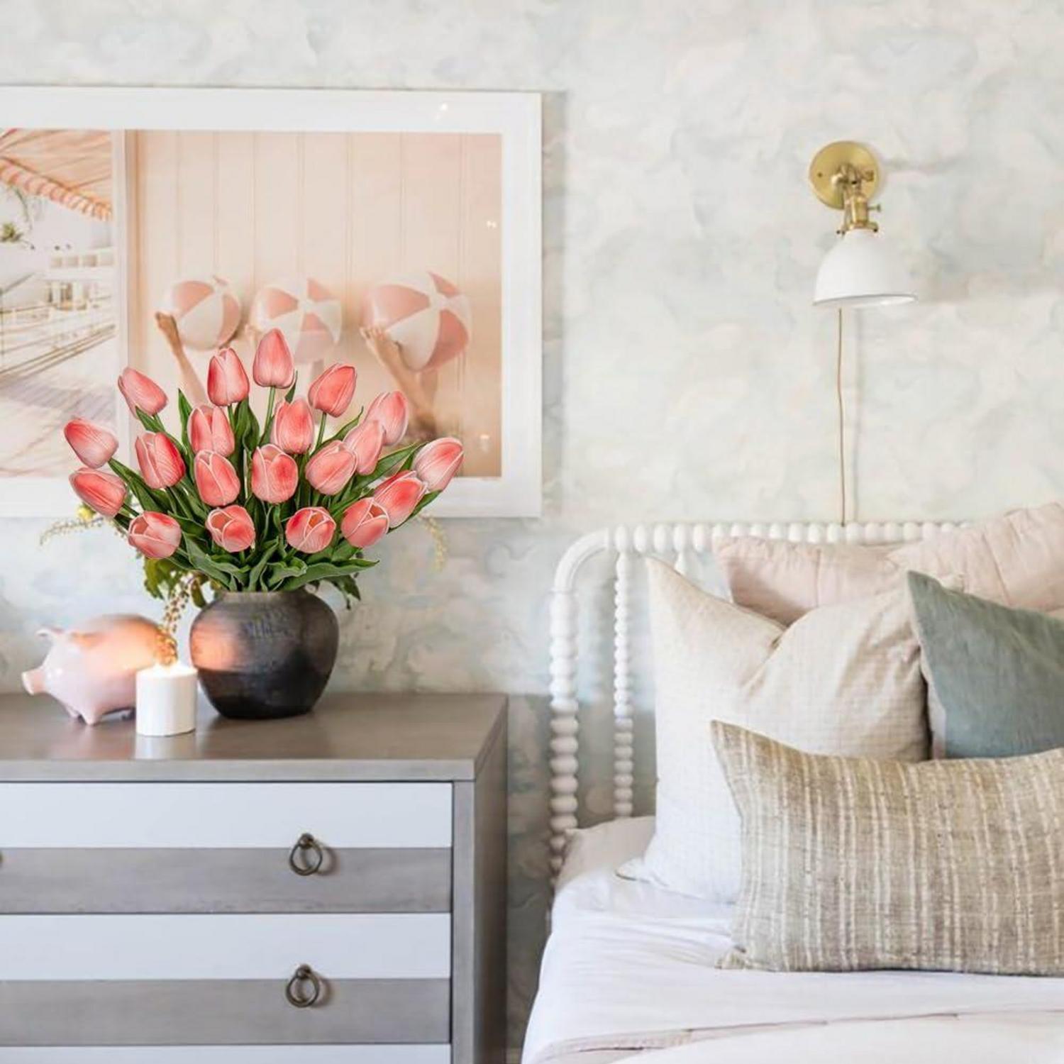 20er Set Künstliche Tulpen Real-Touch Latex Deko Blumen 34cm