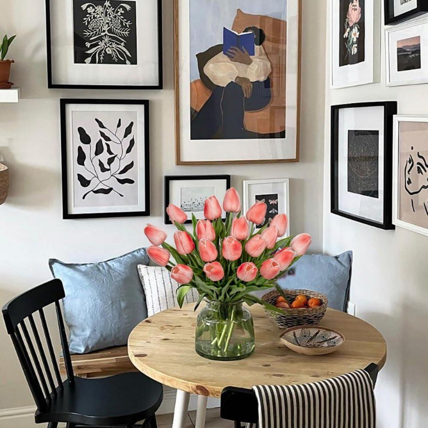 20 Stück Real-Touch Tulpen Künstlich Latex Blumen Deko 34cm Home Hochzeit