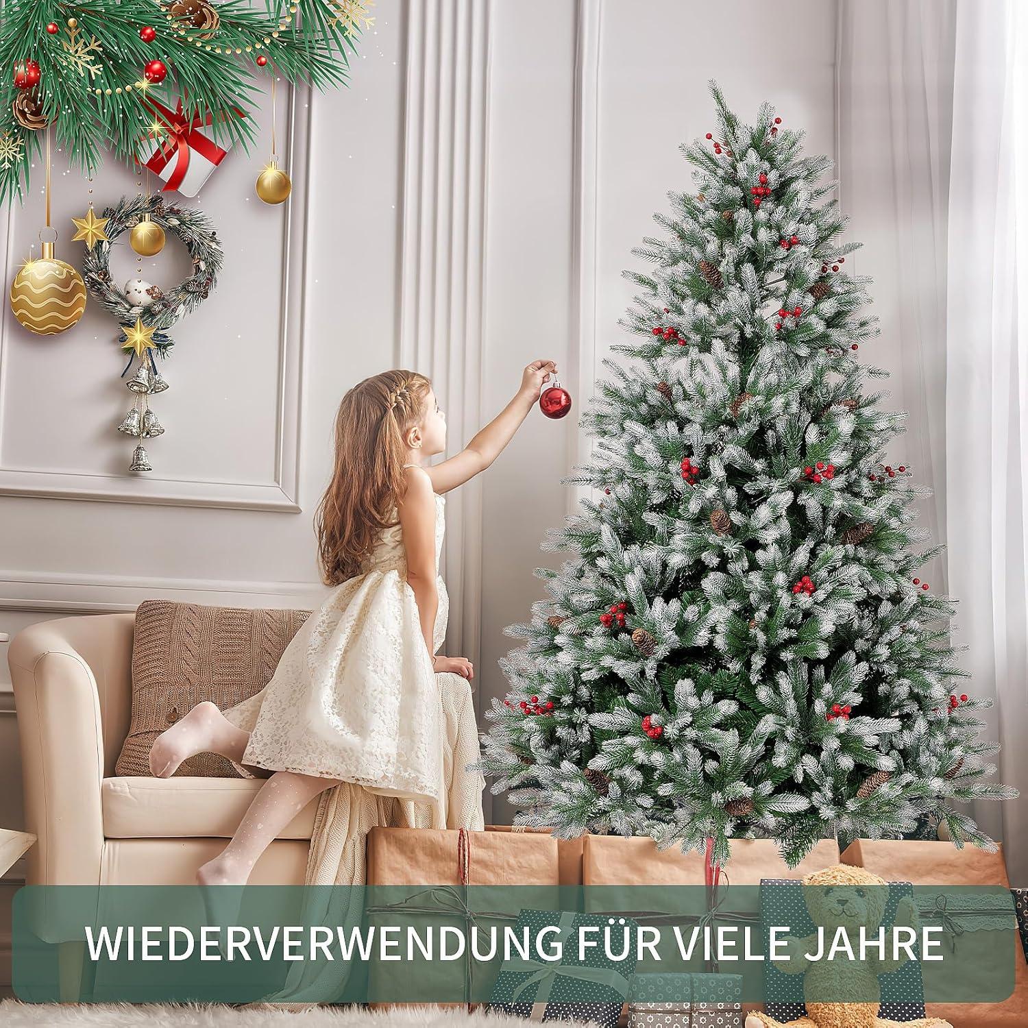 Künstlicher Weihnachtsbaum 180cm PE/PVC Tannenzapfen rote Beeren
