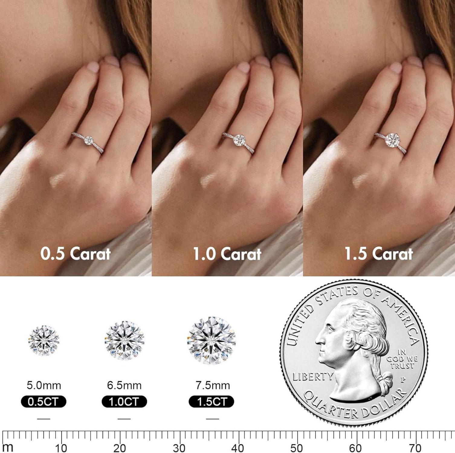 Verlobungsring Damen Moissanite 1,5 Karat Diamant VVS1 925 Silber Weißgold 52