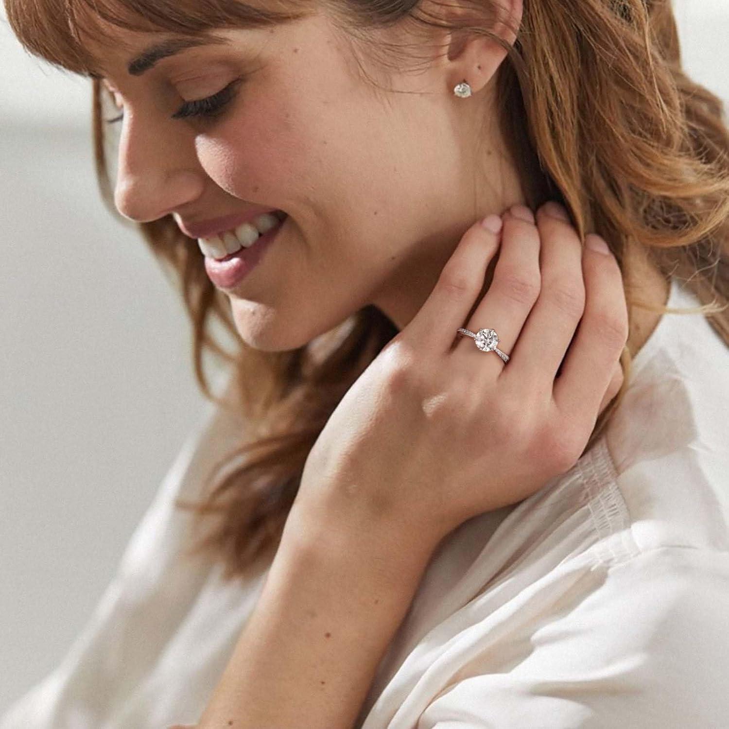 Damen Verlobungsring Moissanite 1,5 Karat D VVS1 Weißgold925