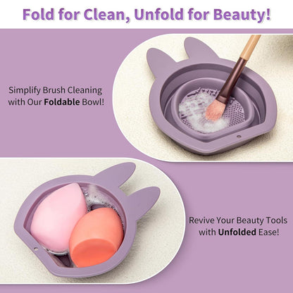 Kollapsibler Silikon Pinselreiniger Hasenform lila