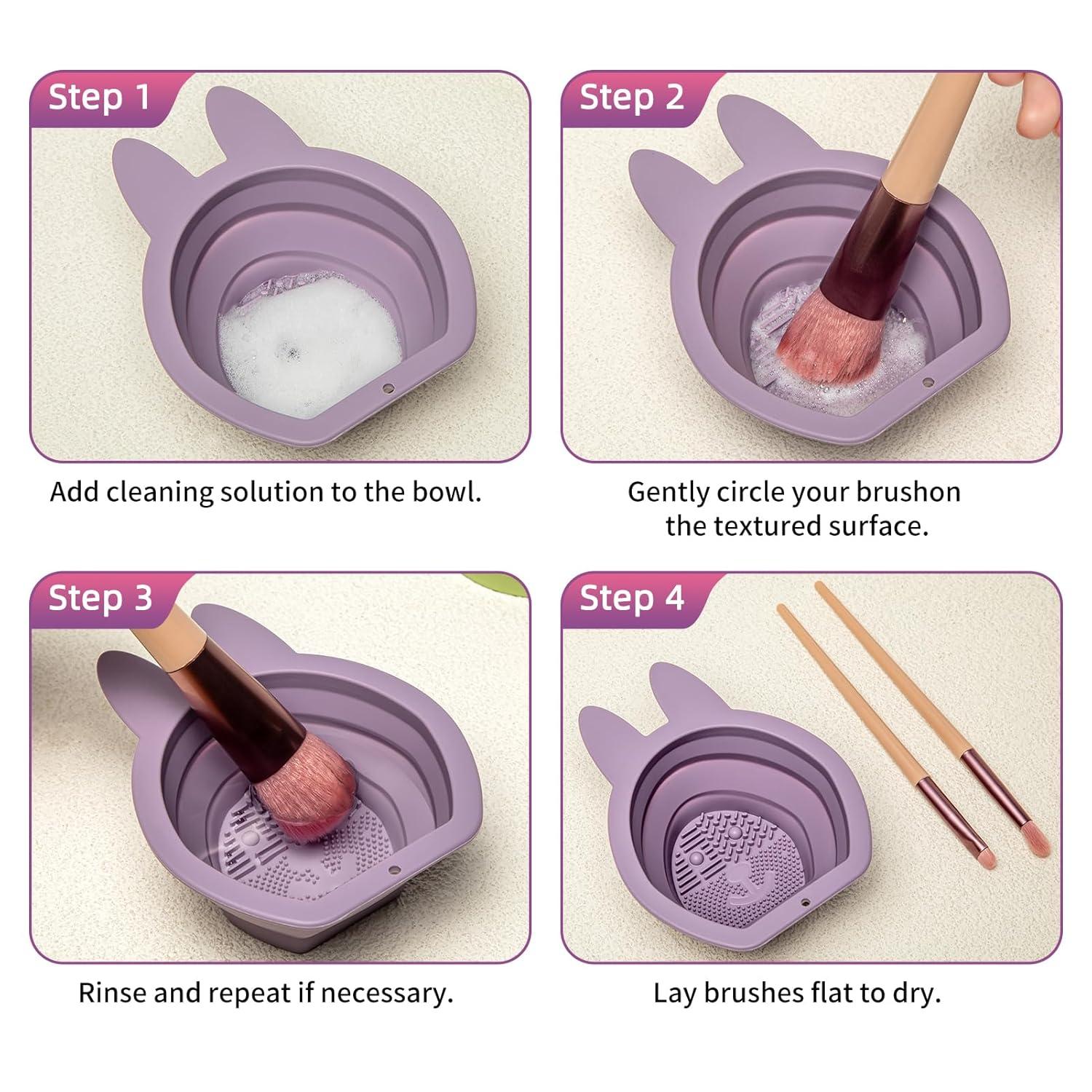 Silikon-Make-up-Pinselreiniger Hasenform lila für Pinsel Puder