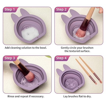 Silikon-Make-up-Pinselreiniger Hasenform lila für Pinsel Puder