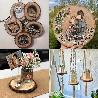 10er Set Naturholz Baumscheiben 13-14cm Durchmesser Holzscheiben Basteln DIY