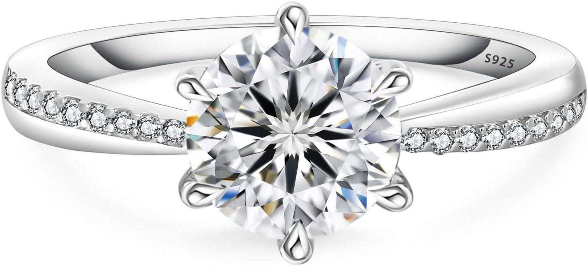 Moissanite Verlobungsring 1.5 Karat D Diamant 925 Silber White Gold