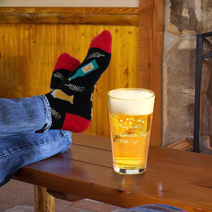 Lustiges Bierglas und Socken Set für Männer und Frauen 15oz