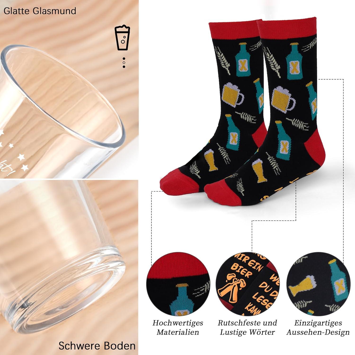 Lustige Biergläser Set mit Socken, Bierglas