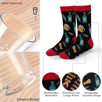 Lustige Biergläser Set mit Socken, Bierglas