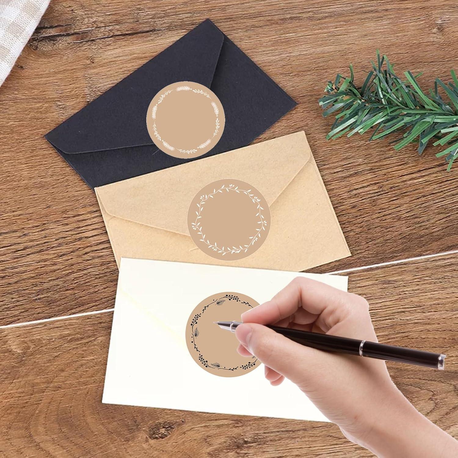 500 Stück Kraftpapier Aufkleber 4cm Rund Geschenksticker beschriften für