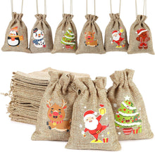 12 Weihnachten Jutesäcke mit Kordelzug für Party Favors