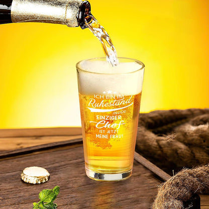 Ruhestand Bierglas 15oz Geschenk Mann Frau Rentner Rente Kollegin