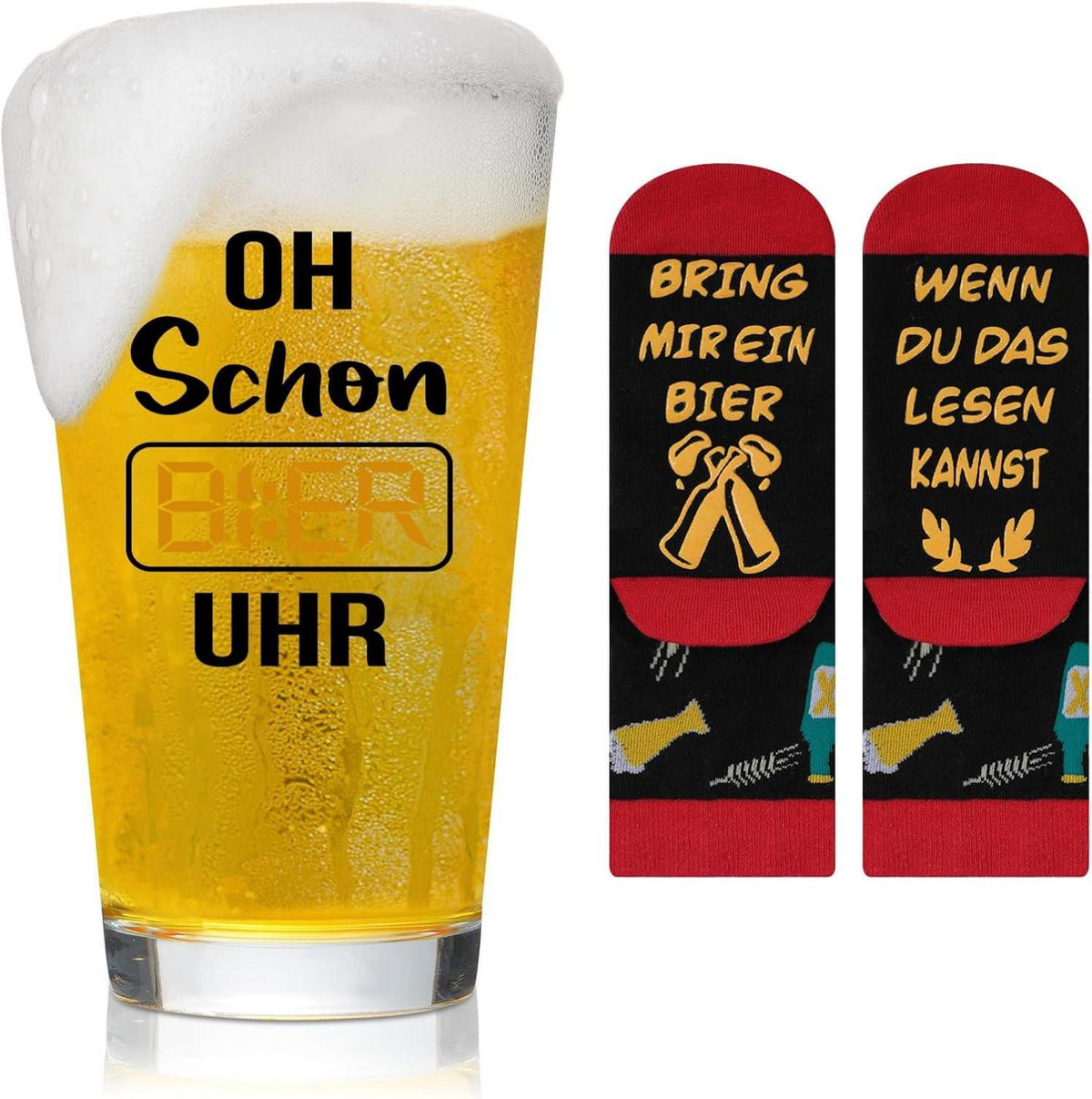 Bierglas & Socken Set Lustige Geschenke Männer 15oz