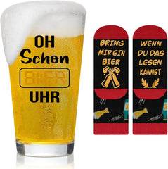 Bierglas & Socken Set Lustige Geschenke Männer 15oz