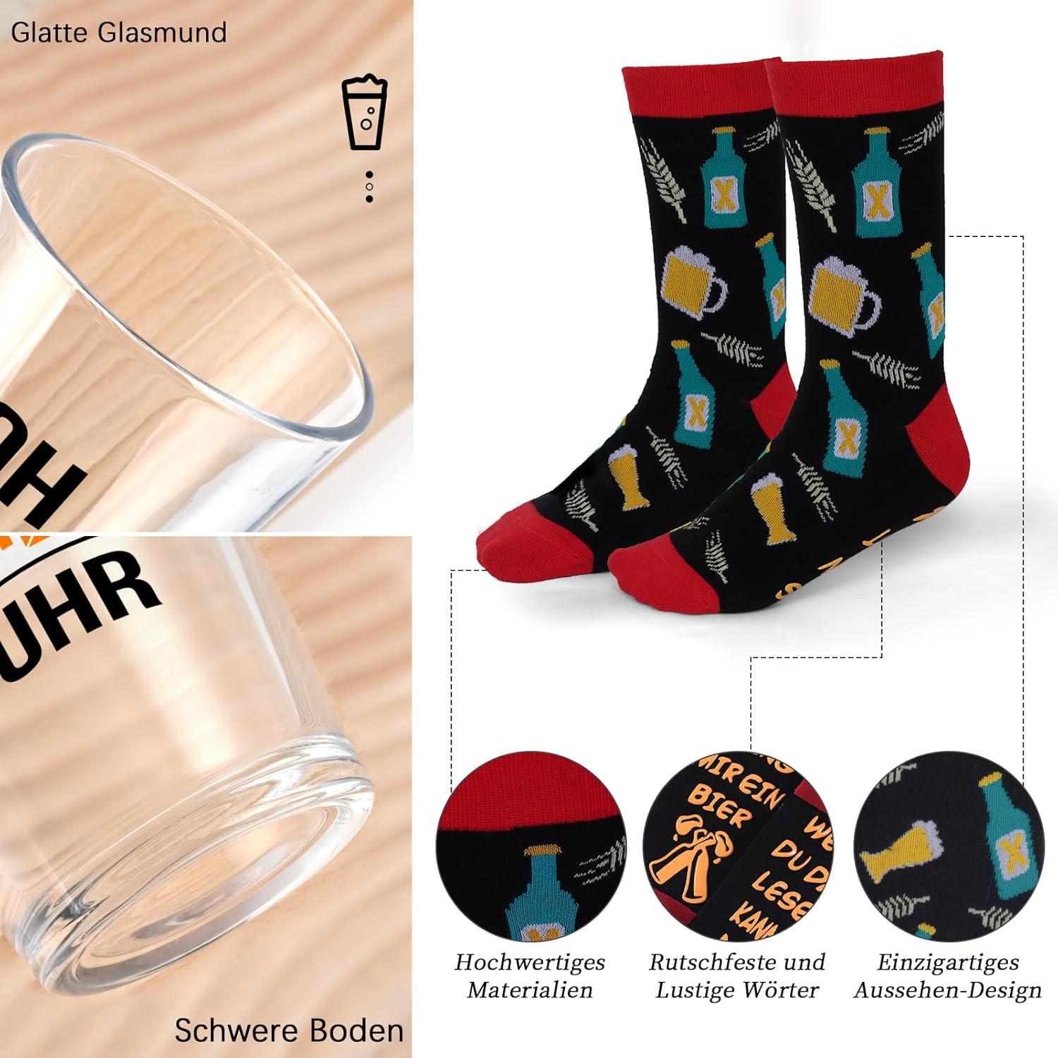 Lustige Bierglas Socken Set Männer Geschenke Weihnachten 15oz