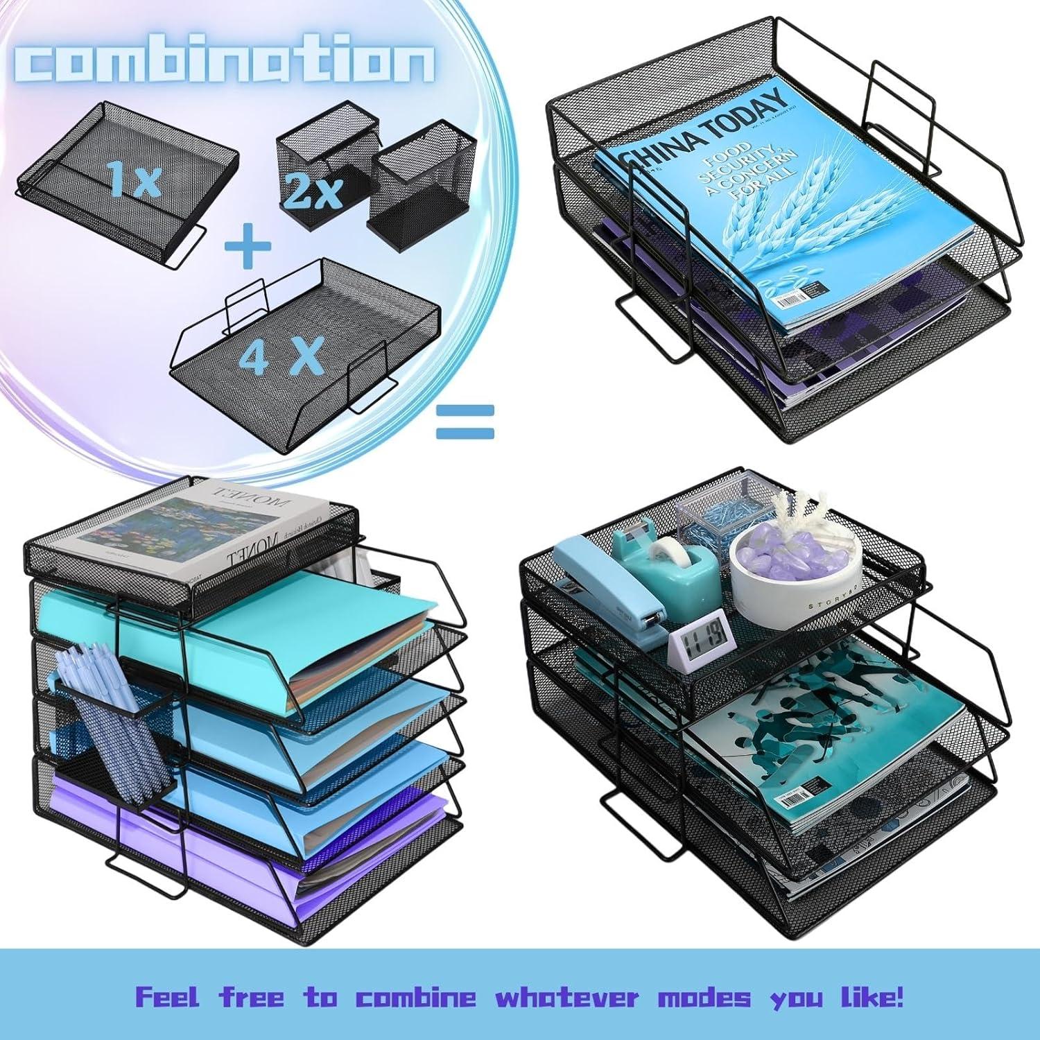 Briefablage Büro Dokumentenablage Metall Stifthalter Organizer Mesh