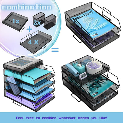 Briefablage Büro Dokumentenablage Metall Stifthalter Organizer Mesh