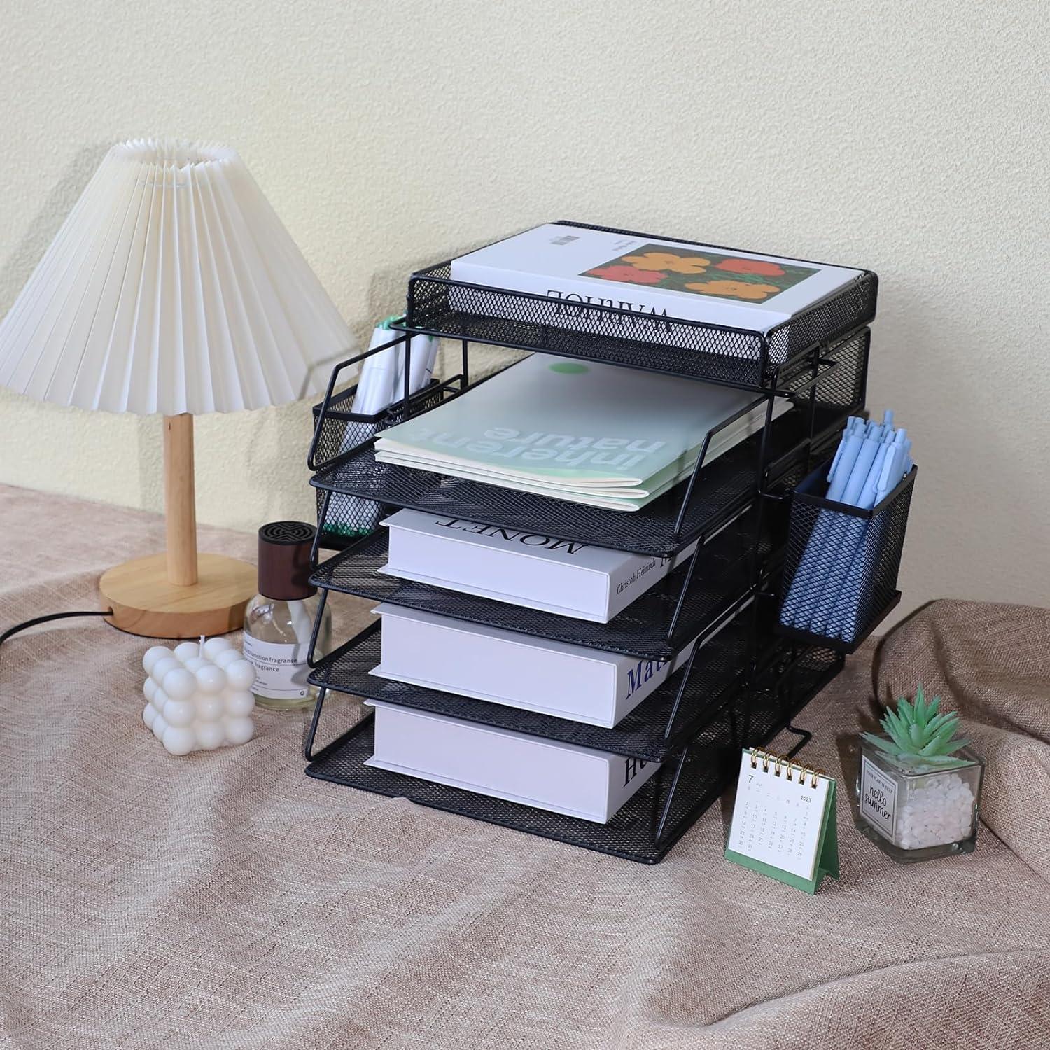Briefablage Büro Dokumentenorganizer Stifthalter Metall Mesh stapelbar