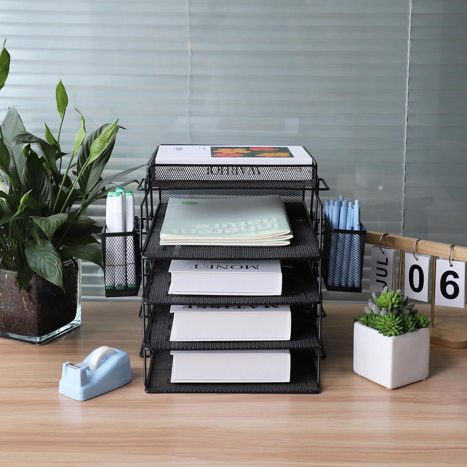 Briefablage Büro Dokumentenablage Stifthalter Schreibtisch Organizer Metall