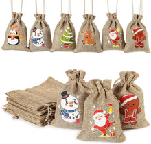 24 Weihnachten Jutesäcke Kordelzug Geschenktüten Party Favors