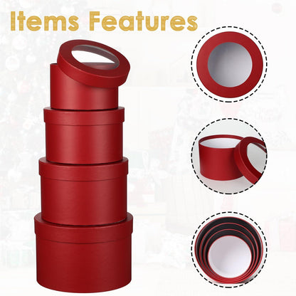 4er-Set Geschenkboxen Aufbewahrungsbox mit Deckel,Rot-2