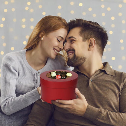 Oairse 4er-Set Geschenkboxen Aufbewahrungsboxen Rund Deckel Schmuckschachtel Rot