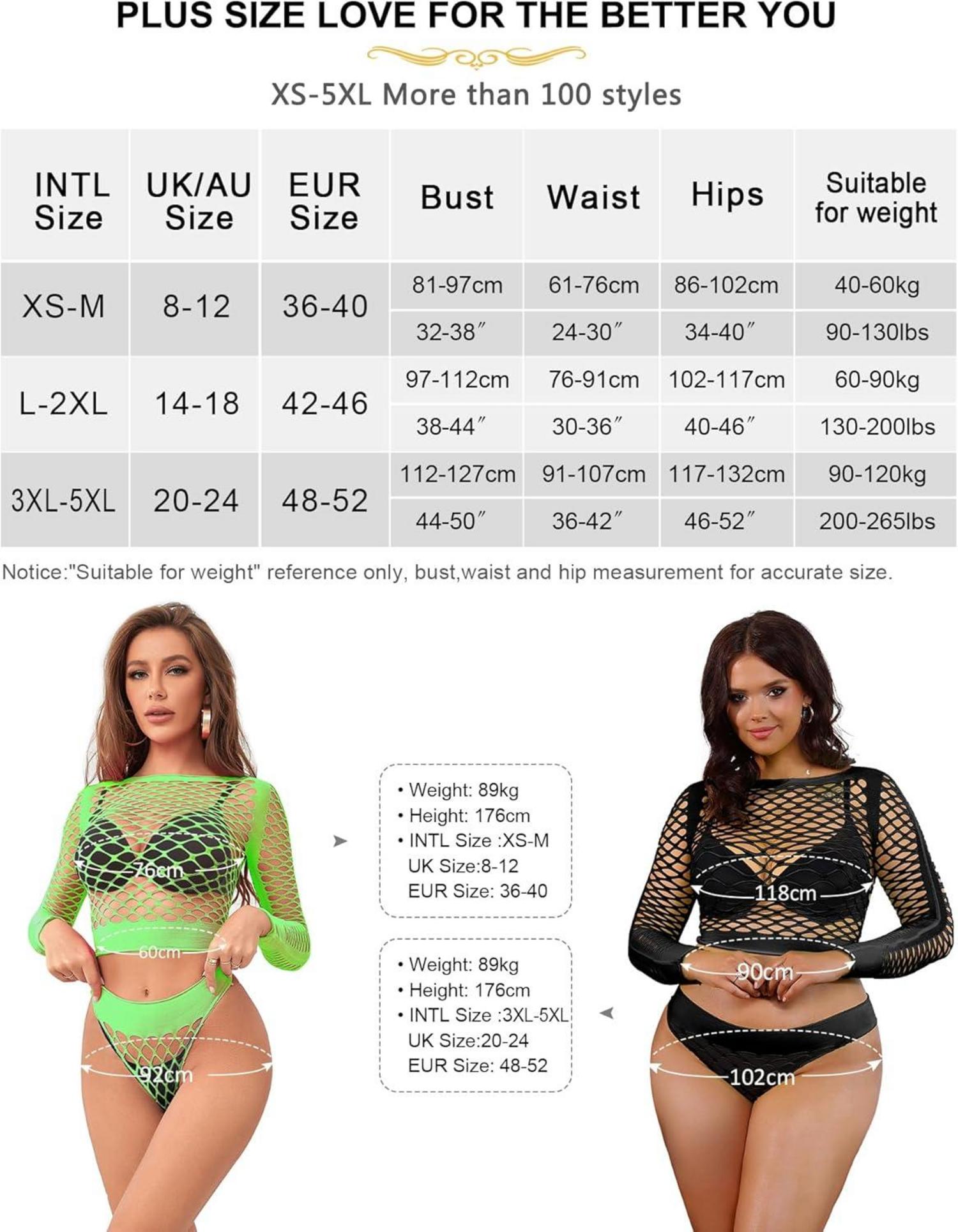 Erotische Damen Reizwäsche Set Transparent Body Langarm XS-M Pink