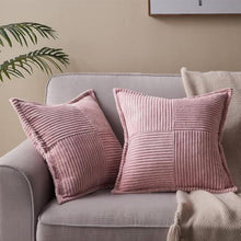 Kissenbezug Kordsamt Geometrisches Muster 40x40 Rosa 2er Set