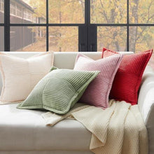 Kissenbezug 40x40 rosa 2er Set Kordsamt geometrisch Sofa